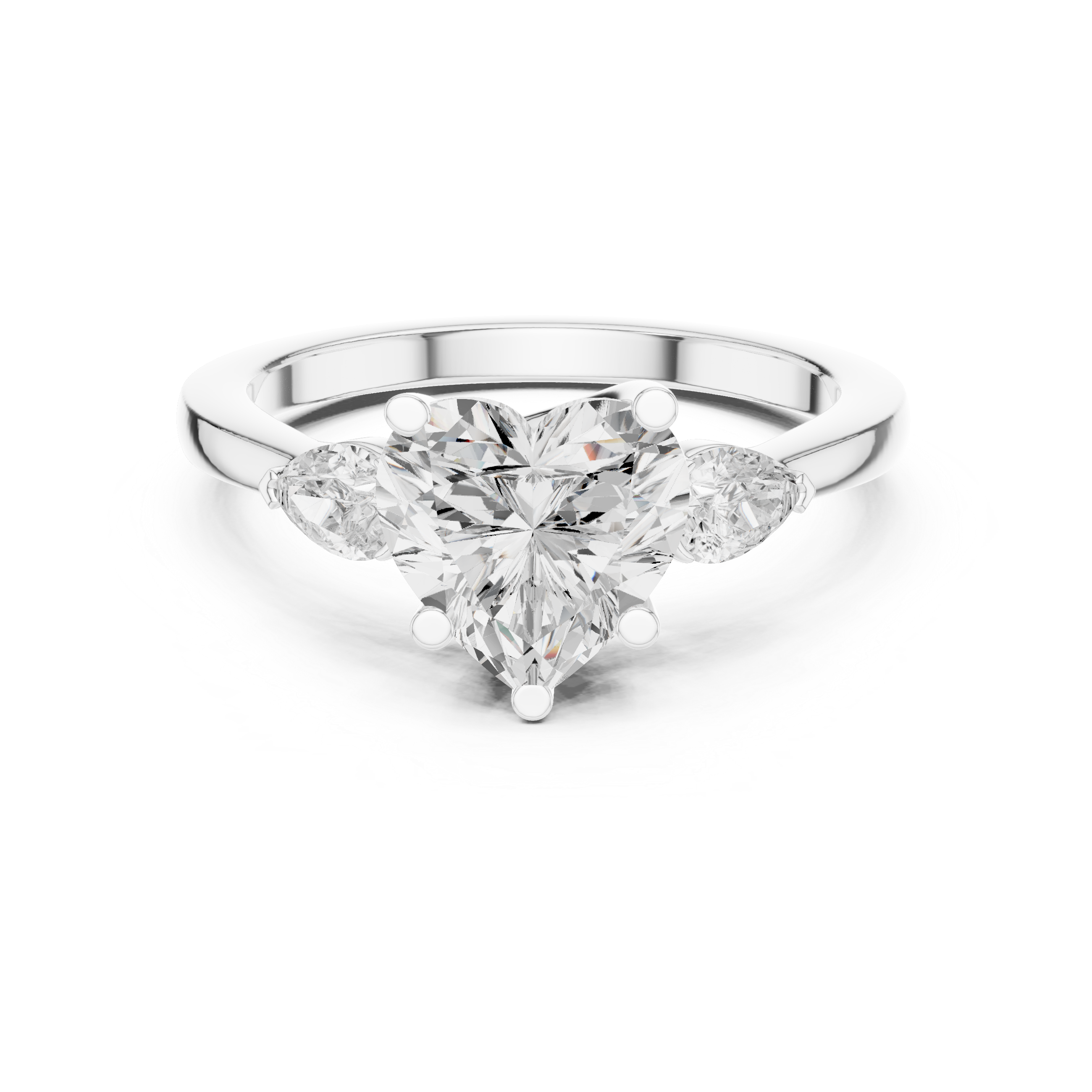 1.81tcw Heart Lab Grown Diamond Side Stone Engagement Ring | IGI Certified | Ethical & Custom