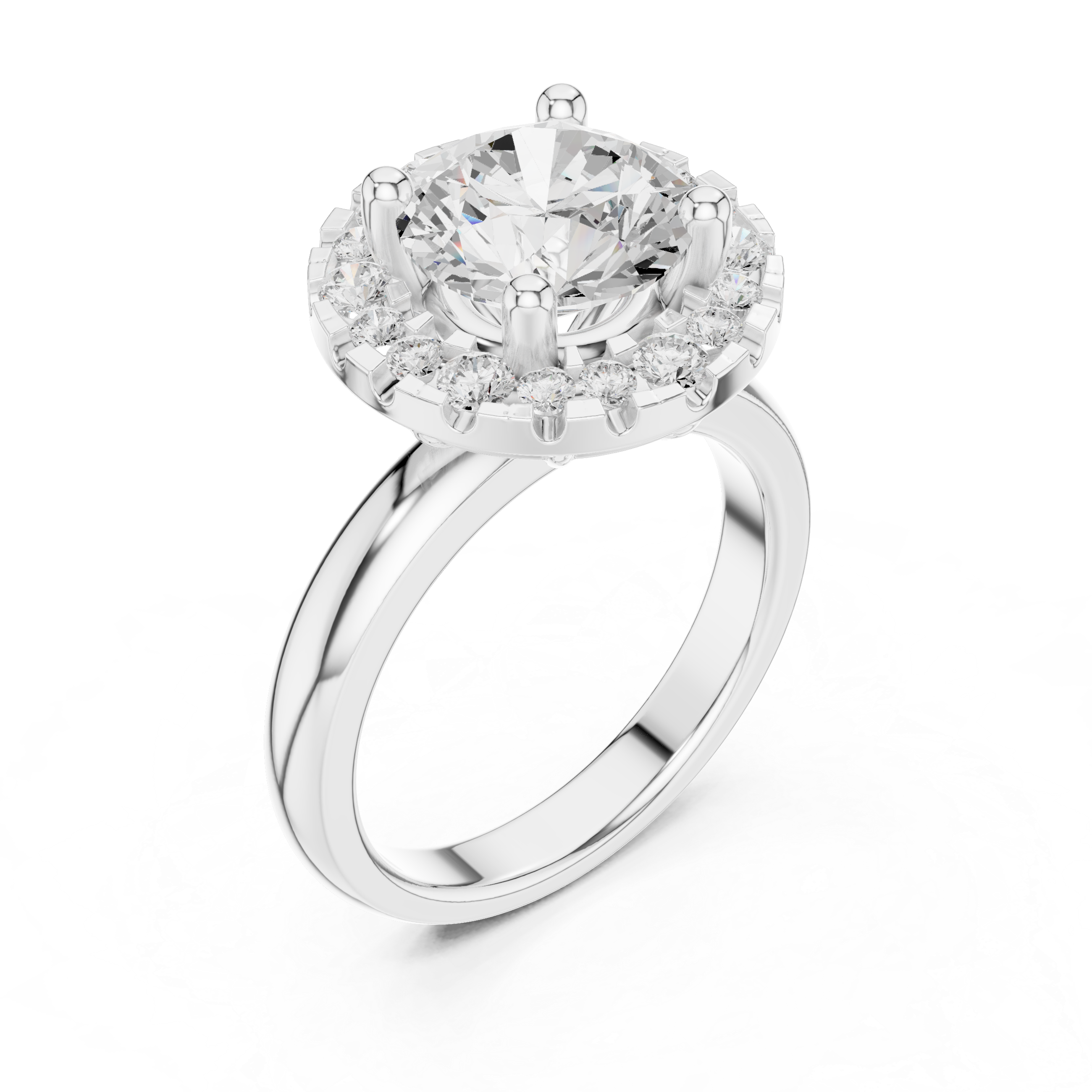 1.69tcw Round Lab Grown Diamond Halo Engagement Ring | | IGI Certified D-E-F, VVS-VS Clarity.
