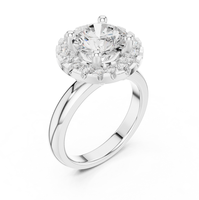 1.69tcw Round Lab Grown Diamond Halo Engagement Ring | | IGI Certified D-E-F, VVS-VS Clarity.