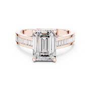 Emerald 2.11tcw Lab Diamond Engagement Ring | 1.80ct Center | Baguette Band | IGI Certified