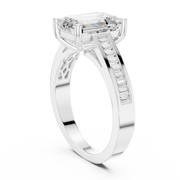 Emerald 2.11tcw Lab Diamond Engagement Ring | 1.80ct Center | Baguette Band | IGI Certified