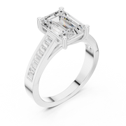 Emerald 2.11tcw Lab Diamond Engagement Ring | 1.80ct Center | Baguette Band | IGI Certified