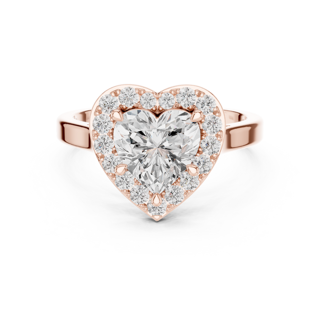 1.83tcw Heart Lab Grown Diamond Engagement Ring | Halo Pavé Cathedral | IGI Certified | Custom Gold