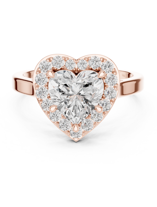 1.83tcw Heart Lab Grown Diamond Engagement Ring | Halo Pavé Cathedral | IGI Certified | Custom Gold