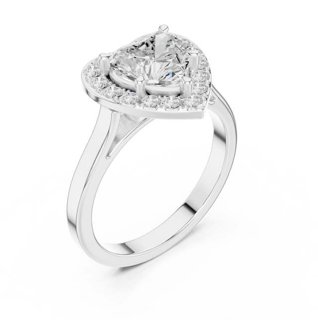 1.83tcw Heart Lab Grown Diamond Engagement Ring | Halo Pavé Cathedral | IGI Certified | Custom Gold