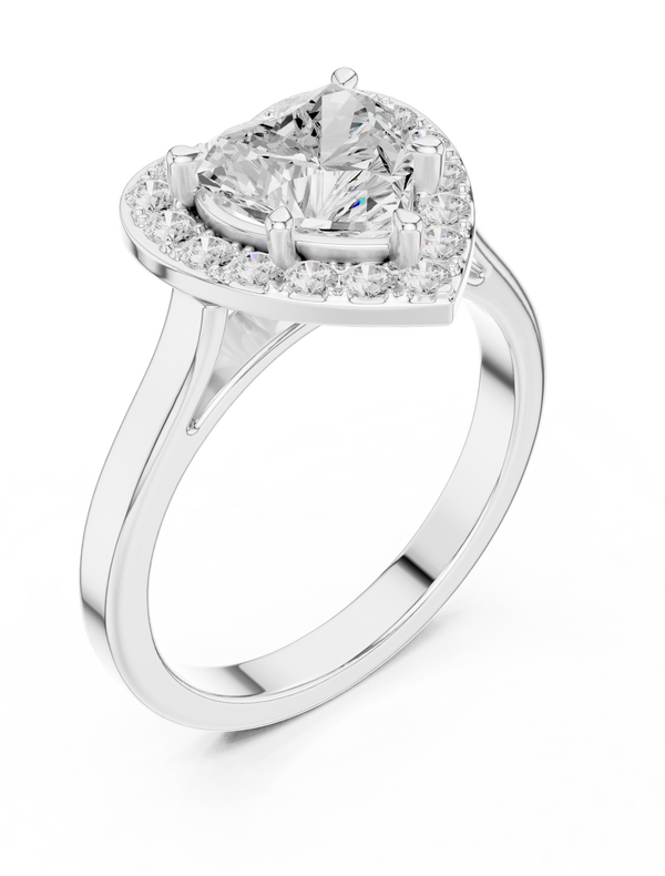 1.83tcw Heart Lab Grown Diamond Engagement Ring | Halo Pavé Cathedral | IGI Certified | Custom Gold