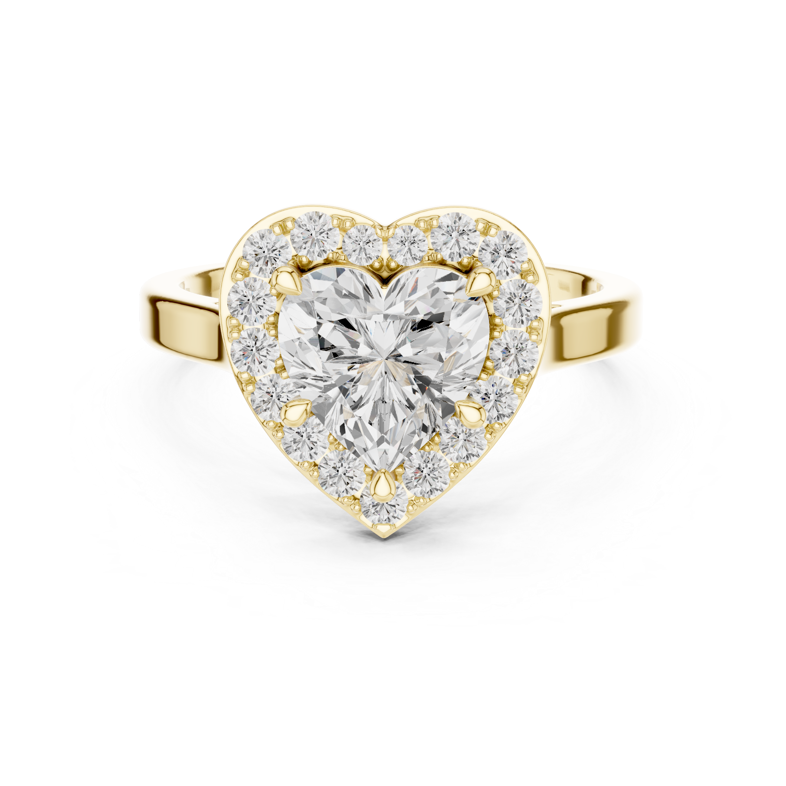 1.83tcw Heart Lab Grown Diamond Engagement Ring | Halo Pavé Cathedral | IGI Certified | Custom Gold
