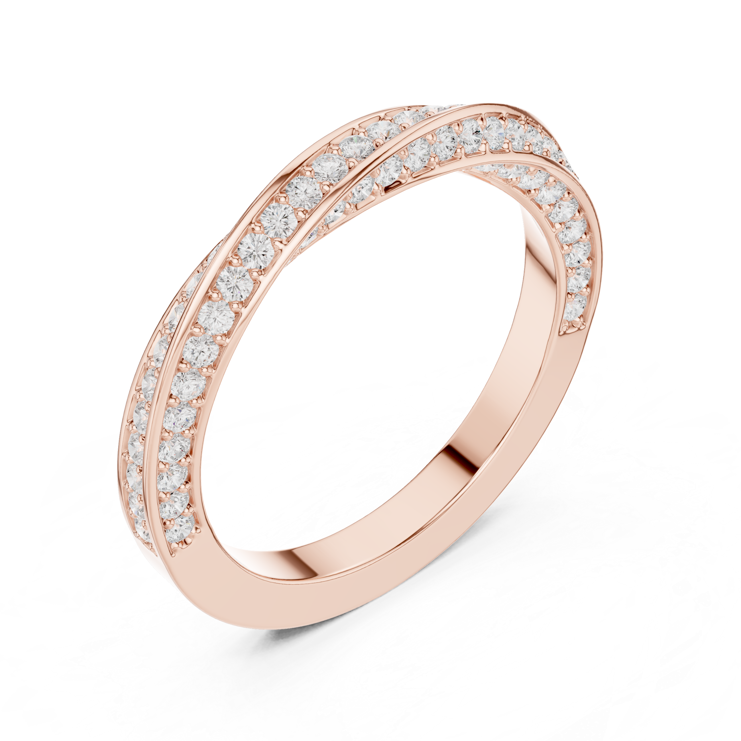 Round 0.70tct Lab Grown Diamond Infinity Twisting Light Half Eternity Band, EF Color, VS Clarity
