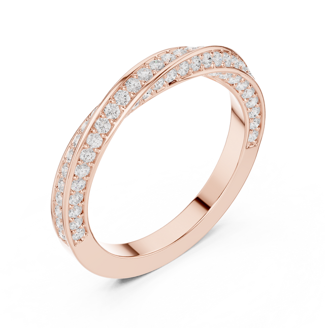 Round 0.70tct Lab Grown Diamond Infinity Twisting Light Half Eternity Band, EF Color, VS Clarity