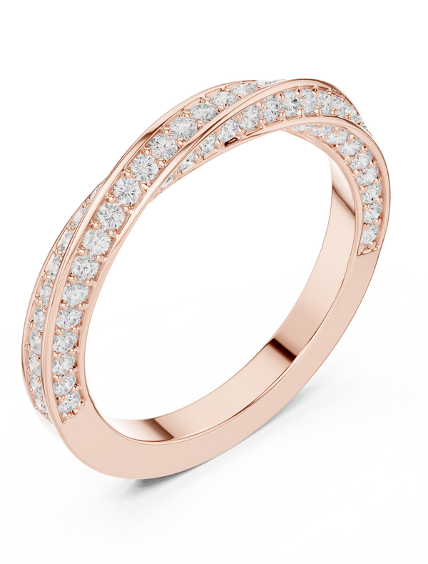 Round 0.70tct Lab Grown Diamond Infinity Twisting Light Half Eternity Band, EF Color, VS Clarity