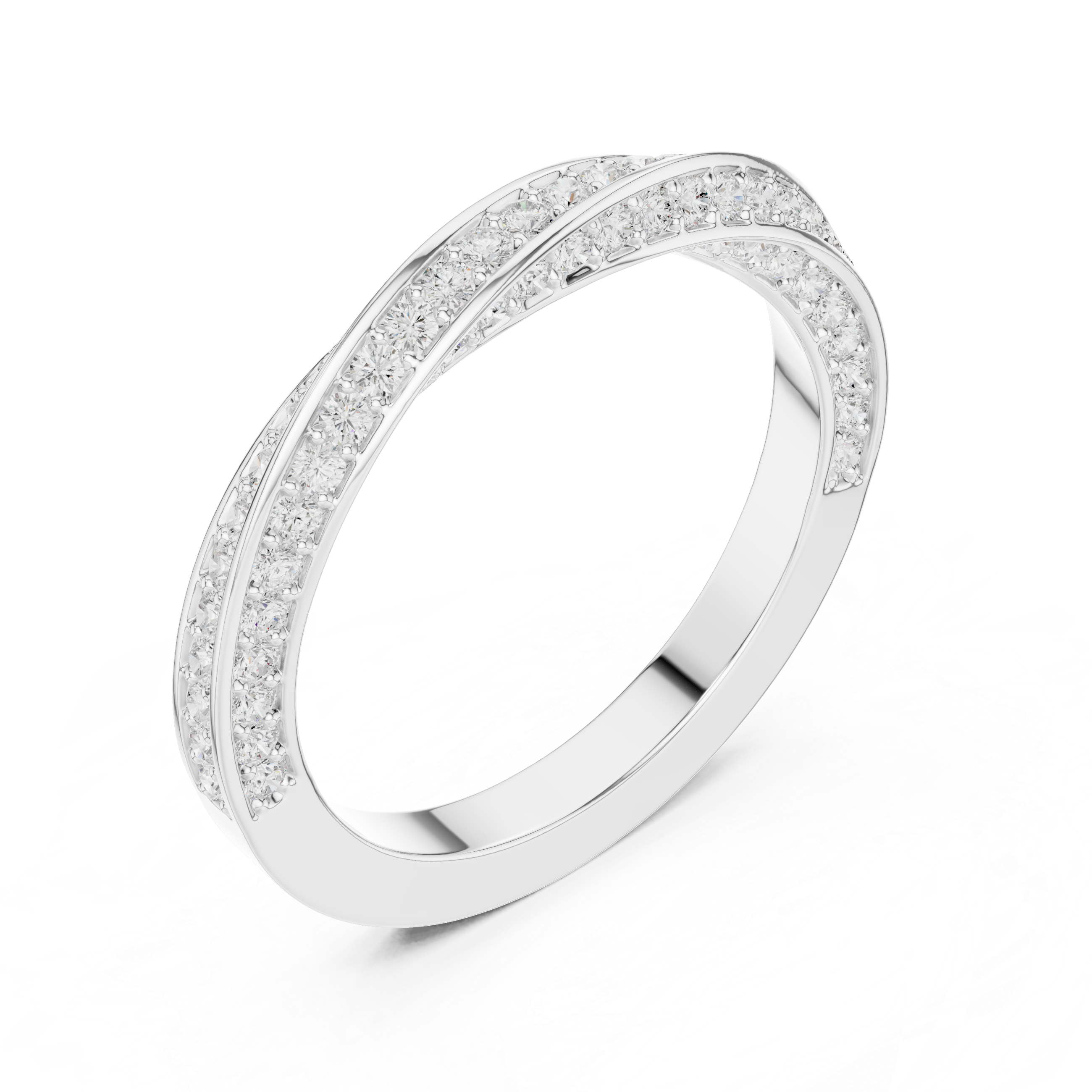 Round 0.70tct Lab Grown Diamond Infinity Twisting Light Half Eternity Band, EF Color, VS Clarity