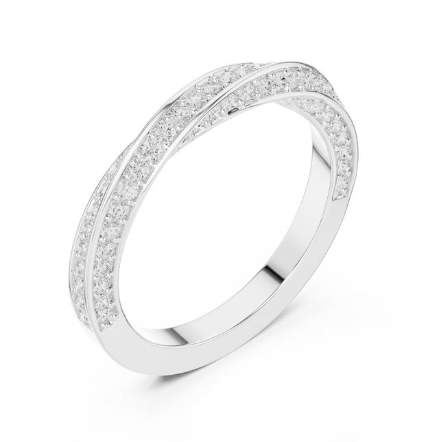 Round 0.70tct Lab Grown Diamond Infinity Twisting Light Half Eternity Band, EF Color, VS Clarity