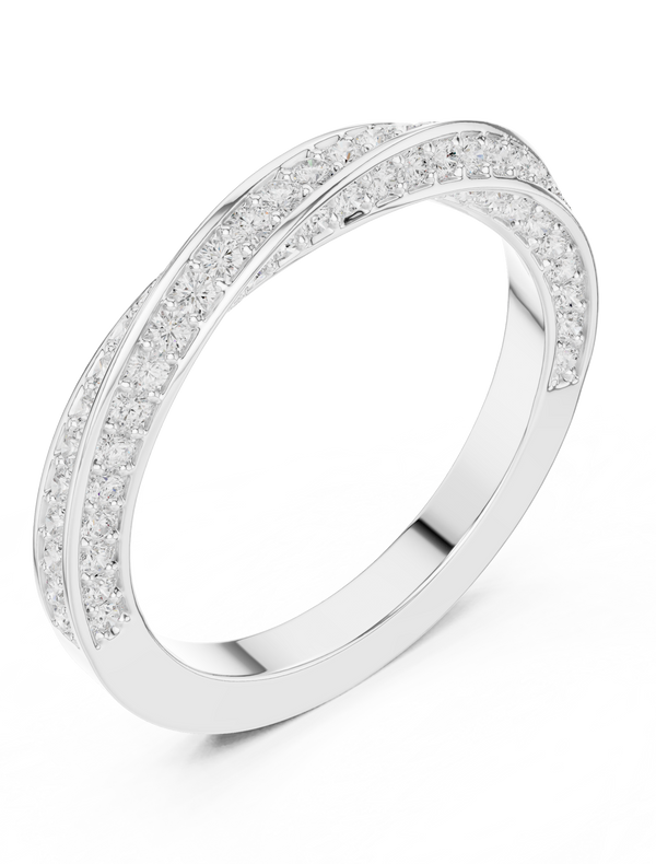 Round 0.70tct Lab Grown Diamond Infinity Twisting Light Half Eternity Band, EF Color, VS Clarity