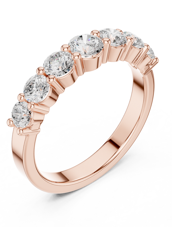 1.09tcw 7-Stone Lab Grown Diamond Half Eternity Ring | Round Cut | IGI Certified | EF Color, VS Clarity | 10k/14k/18k Gold Anniversary Band | Ethical Jewelry