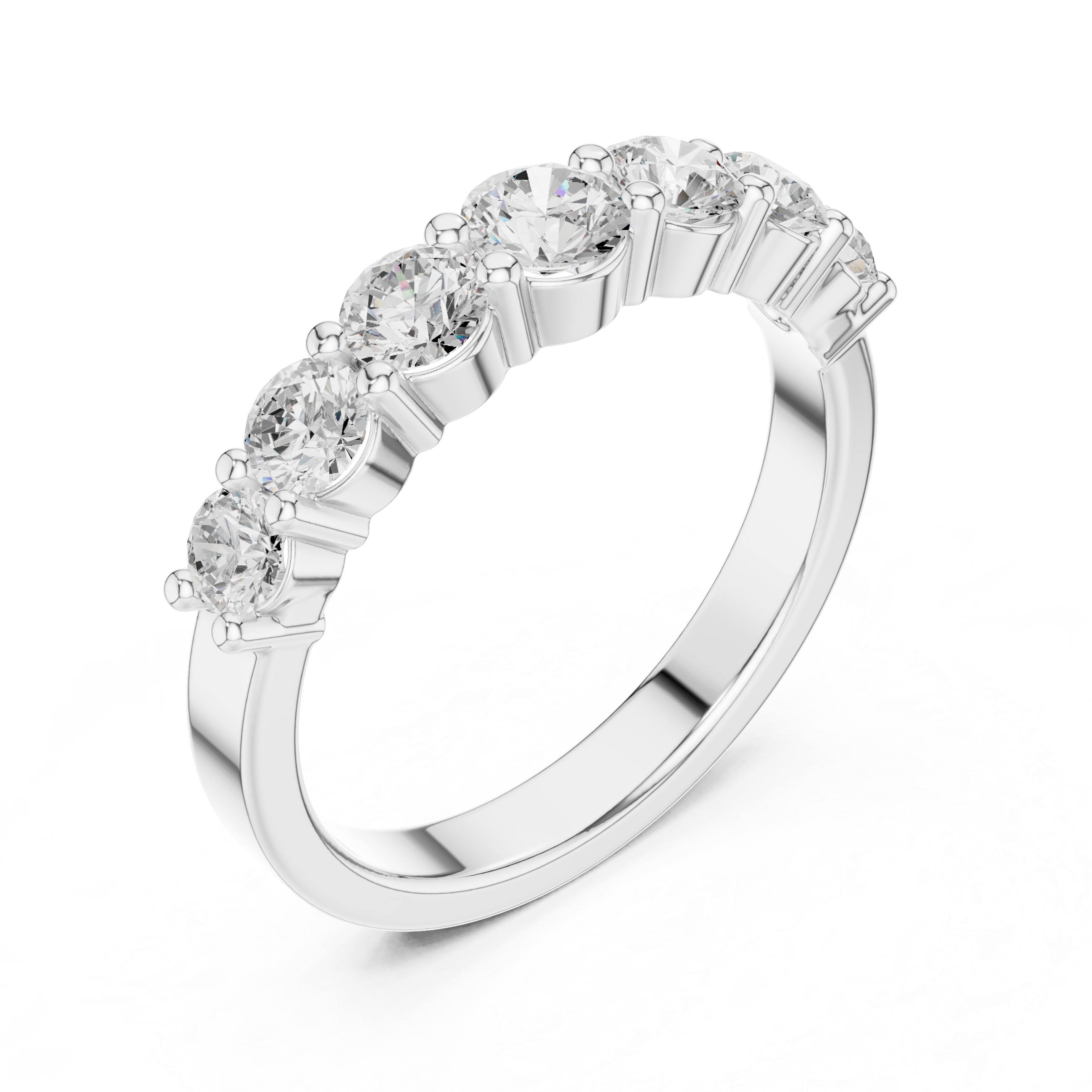 1.09tcw 7-Stone Lab Grown Diamond Half Eternity Ring | Round Cut | IGI Certified | EF Color, VS Clarity | 10k/14k/18k Gold Anniversary Band | Ethical Jewelry