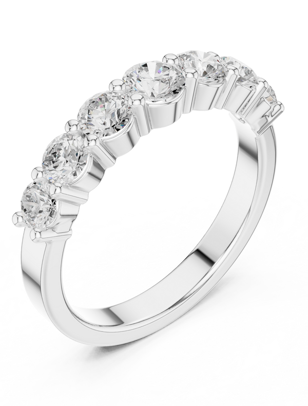 1.09tcw 7-Stone Lab Grown Diamond Half Eternity Ring | Round Cut | IGI Certified | EF Color, VS Clarity | 10k/14k/18k Gold Anniversary Band | Ethical Jewelry