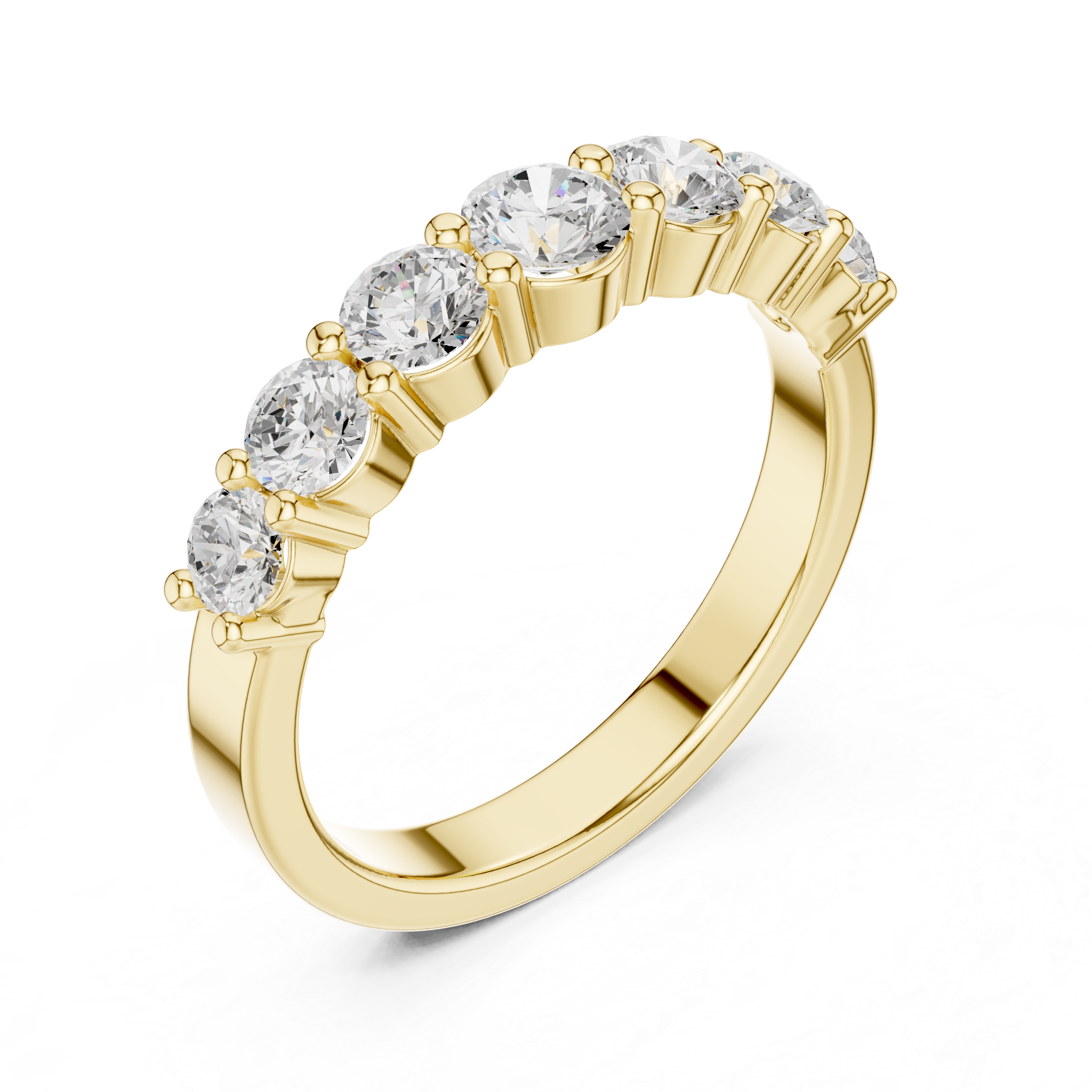 1.09tcw 7-Stone Lab Grown Diamond Half Eternity Ring | Round Cut | IGI Certified | EF Color, VS Clarity | 10k/14k/18k Gold Anniversary Band | Ethical Jewelry