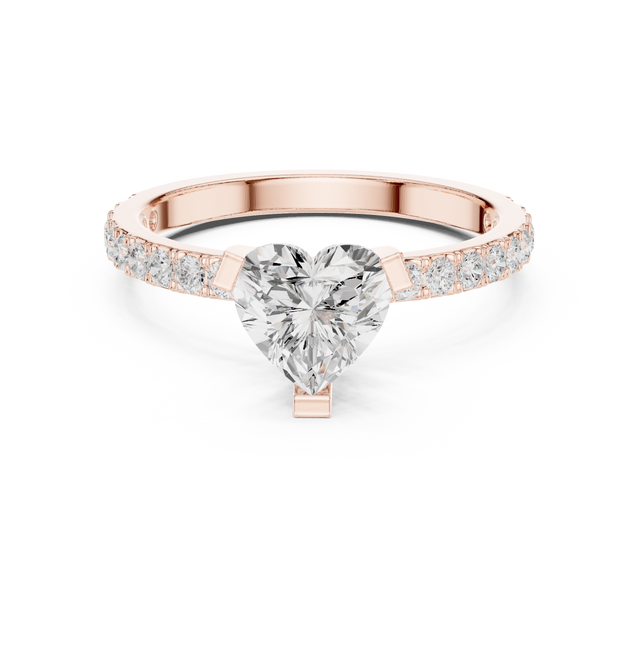 1.67tcw Heart Lab Grown Diamond Engagement Ring | Halo Pavé Cathedral | IGI Certified | Custom Gold