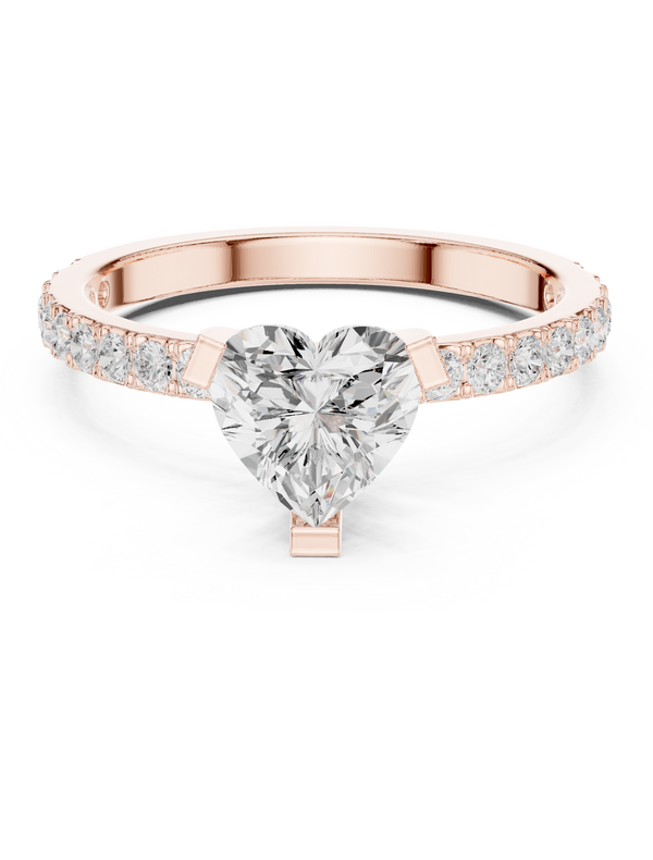 1.67tcw Heart Lab Grown Diamond Engagement Ring | Halo Pavé Cathedral | IGI Certified | Custom Gold