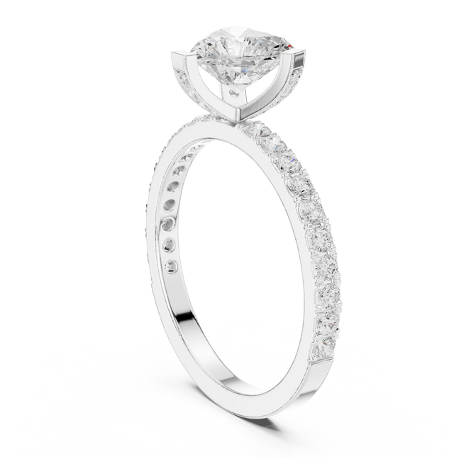 1.67tcw Heart Lab Grown Diamond Engagement Ring | Halo Pavé Cathedral | IGI Certified | Custom Gold