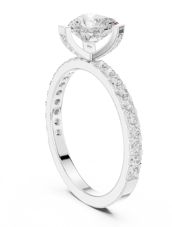 1.67tcw Heart Lab Grown Diamond Engagement Ring | Halo Pavé Cathedral | IGI Certified | Custom Gold