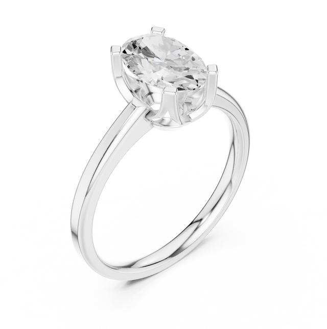 1.40tcw Oval Lab Grown Diamond Engagement Ring | 4 Claw Cathedral | IGI Certified