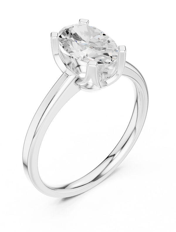 1.40tcw Oval Lab Grown Diamond Engagement Ring | 4 Claw Cathedral | IGI Certified