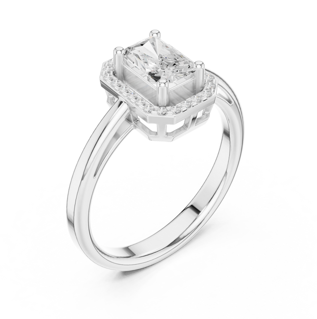 1.12tcw Emerald Lab Grown Diamond Engagement Ring | Halo & Pavé | IGI Certified | Custom Gold