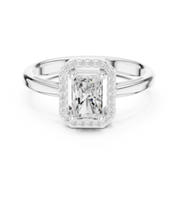 1.12tcw Emerald Lab Grown Diamond Engagement Ring | Halo & Pavé | IGI Certified | Custom Gold