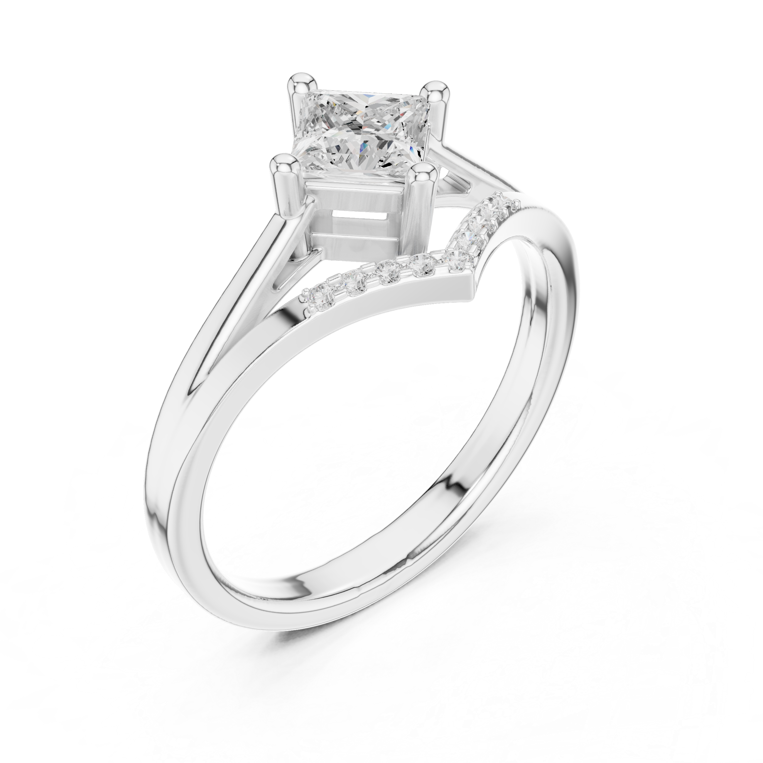 Princess Lab Grown Diamond Engagement Ring | Pavé | IGI Certified | Custom Gold