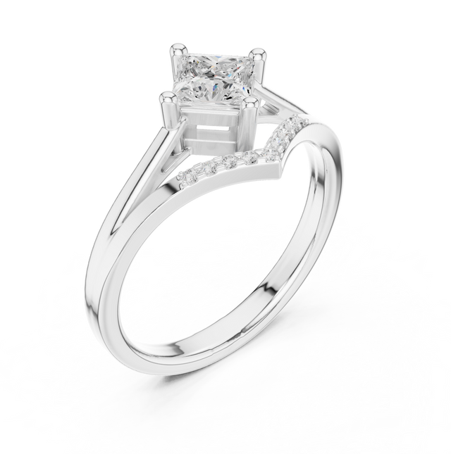 Princess Lab Grown Diamond Engagement Ring | Pavé | IGI Certified | Custom Gold