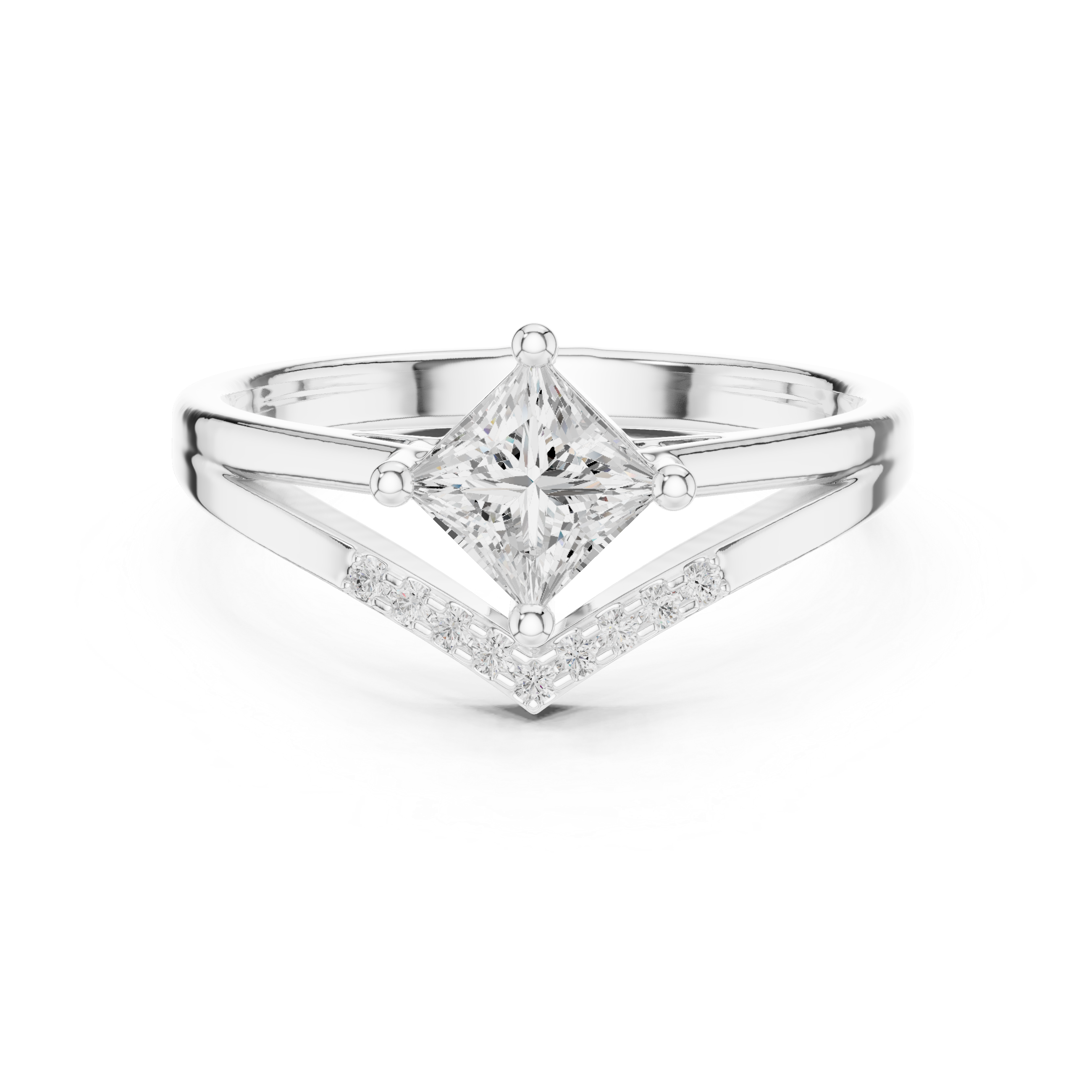 Princess Lab Grown Diamond Engagement Ring | Pavé | IGI Certified | Custom Gold