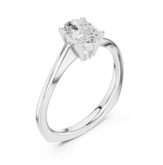 1.00tcw Oval Lab Grown Diamond Engagement Ring | 4 Claw Cathedral | IGI Certified