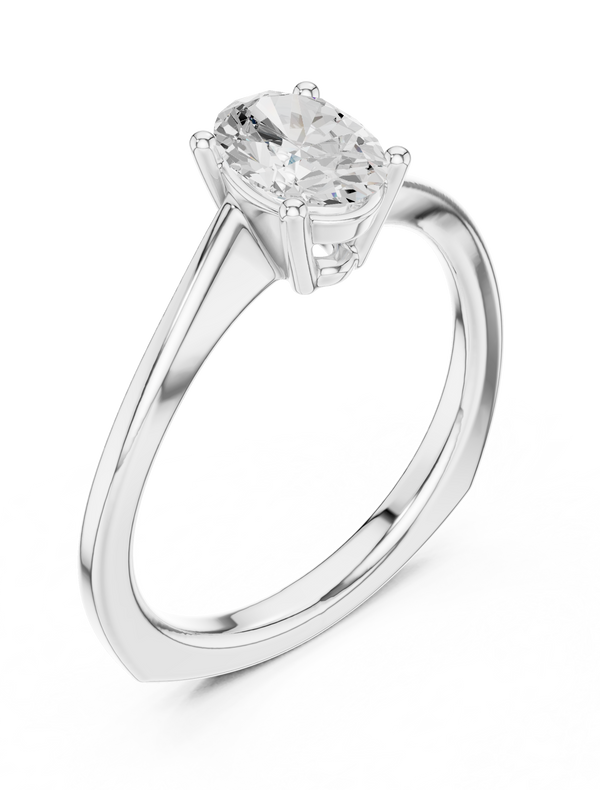 1.00tcw Oval Lab Grown Diamond Engagement Ring | 4 Claw Cathedral | IGI Certified