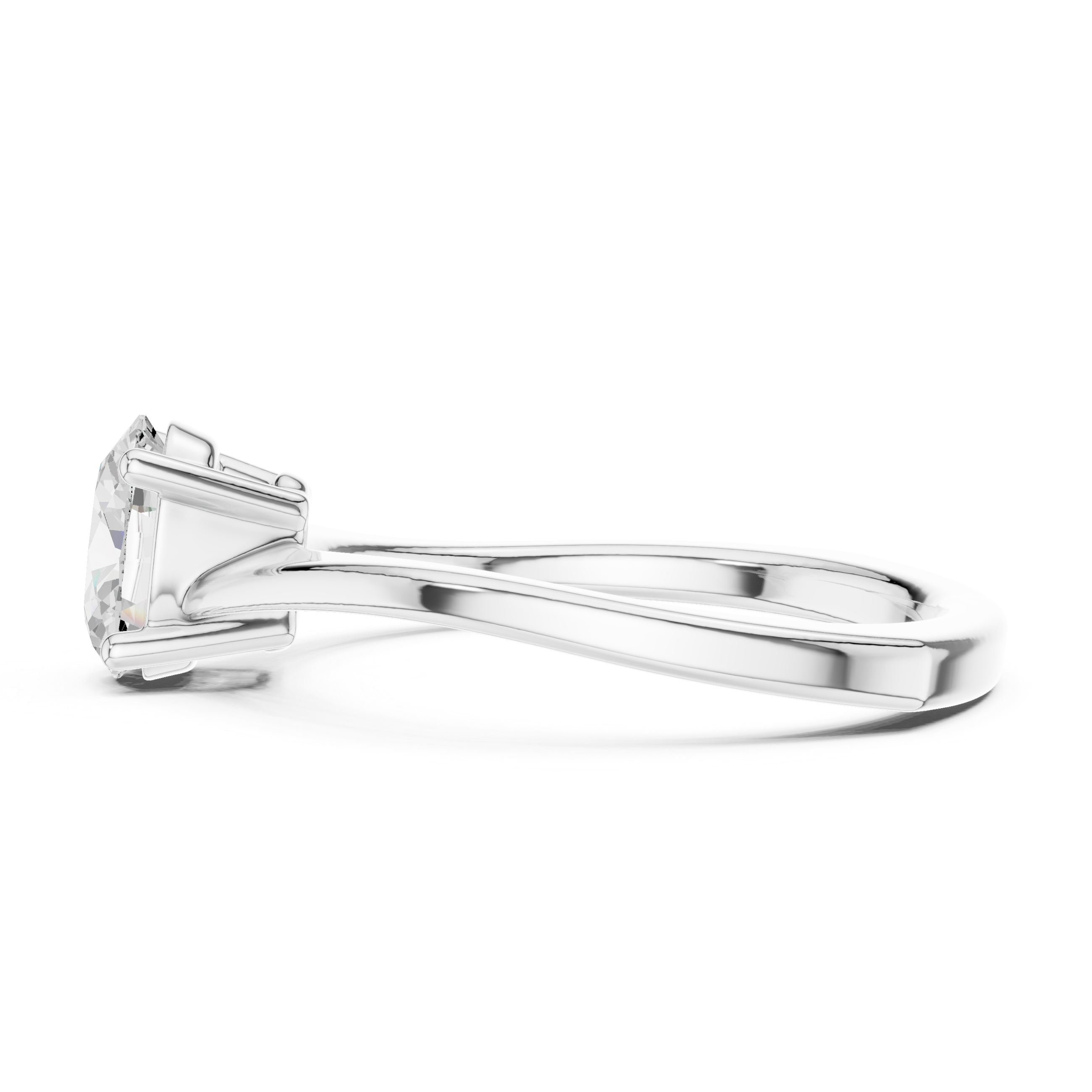 1.00tcw Oval Lab Grown Diamond Engagement Ring | 4 Claw Cathedral | IGI Certified