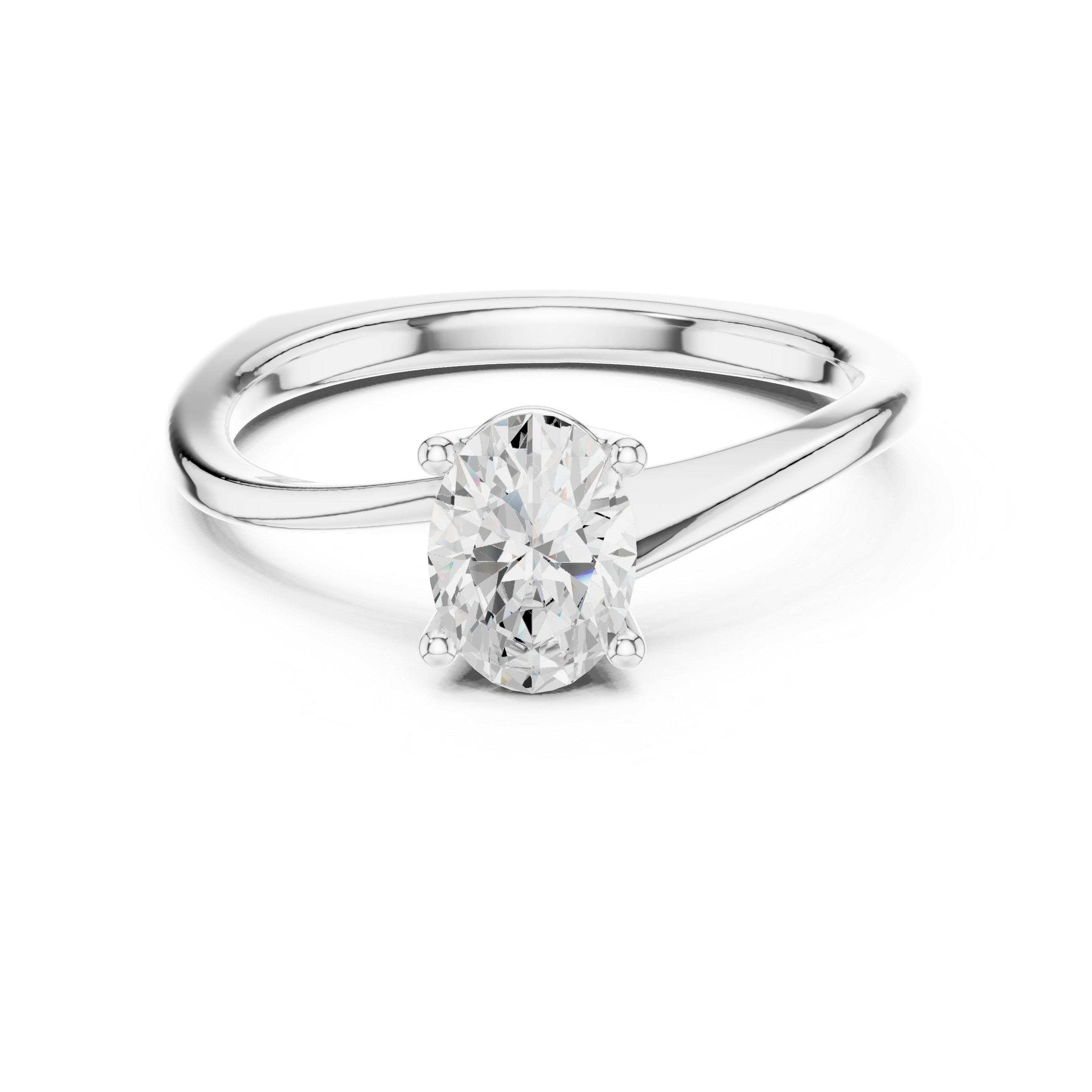 1.00tcw Oval Lab Grown Diamond Engagement Ring | 4 Claw Cathedral | IGI Certified