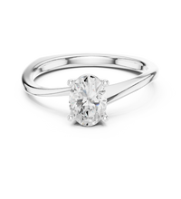 1.00tcw Oval Lab Grown Diamond Engagement Ring | 4 Claw Cathedral | IGI Certified