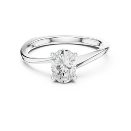 1.00tcw Oval Lab Grown Diamond Engagement Ring | 4 Claw Cathedral | IGI Certified