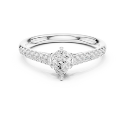 2.16tcw Pear Lab Grown Diamond Pavé Engagement Ring | 5-Prong Solitaire | IGI Certified