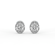 Oval Lab Grown Diamond With Side Accent Push Back Stud Earrings, E-F Color, VS Clarity, IGI Certified