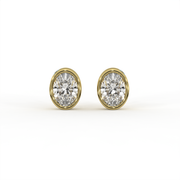 Oval Lab Grown Diamond With Side Accent Push Back Stud Earrings, E-F Color, VS Clarity, IGI Certified