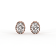 Oval Lab Grown Diamond With Side Accent Push Back Stud Earrings, E-F Color, VS Clarity, IGI Certified