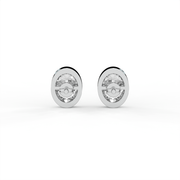 Oval Lab Grown Diamond With Side Accent Push Back Stud Earrings, E-F Color, VS Clarity, IGI Certified