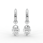 2.00tcw Oval Lab Grown Diamond Huggie Hoop Earrings, E-F Color, VS Clarity, IGI Certified