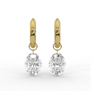 2.00tcw Oval Lab Grown Diamond Huggie Hoop Earrings, E-F Color, VS Clarity, IGI Certified