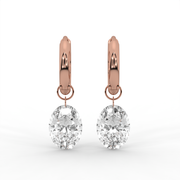 2.00tcw Oval Lab Grown Diamond Huggie Hoop Earrings, E-F Color, VS Clarity, IGI Certified