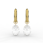 2.00tcw Oval Lab Grown Diamond Huggie Hoop Earrings, E-F Color, VS Clarity, IGI Certified