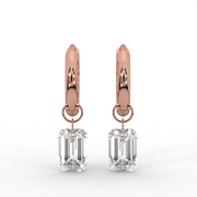 1.00tcw Emerald Lab Grown Diamond Huggie Hoop Earrings, E-F Color, VS Clarity, IGI Certified