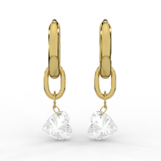 1.00tcw Heart Lab Grown Diamond Huggie Hoop Earrings, E-F Color, VS Clarity, IGI Certified