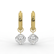 2.00tcw Cushion Lab Grown Diamond Huggie Hoop Earrings, E-F Color, VS Clarity, IGI Certified